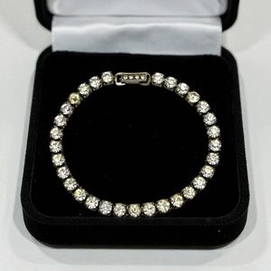 Vintage WH Sterling Silver Clear Crystal Tennis Bracelet 7”